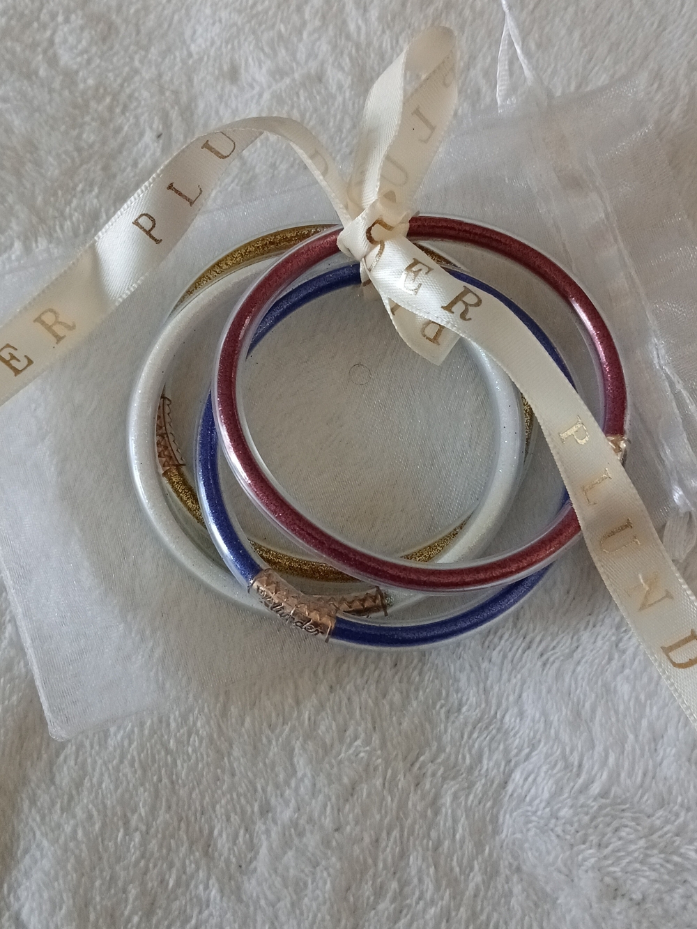 Plunder Enamel Coated Bangle Set - Red, Blue, White & Gold